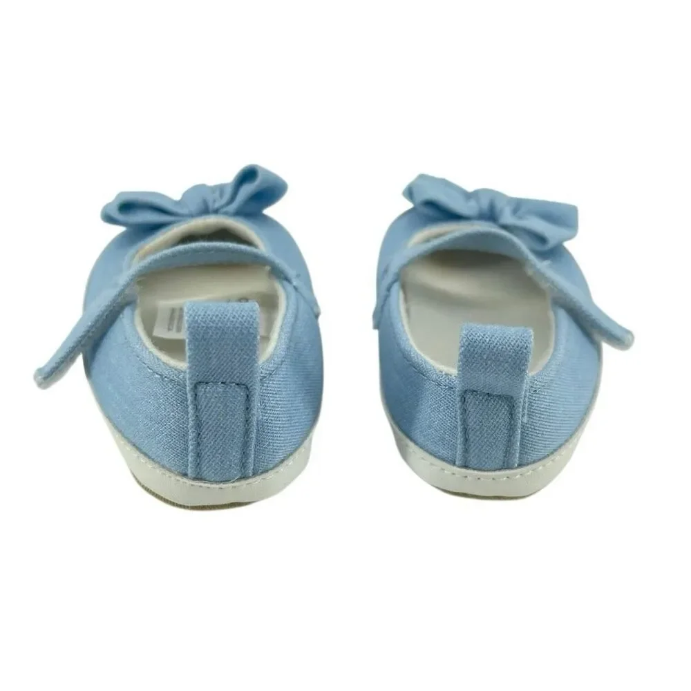Carter’s Baby Girl Blue Bow Mary Jane Crib Shoes Soft Sole Newborn 0-3M